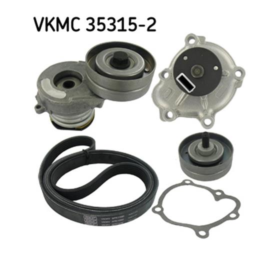 SKF Water Pump And Poly V Ribbed Belt Kit VKMC 35315-2