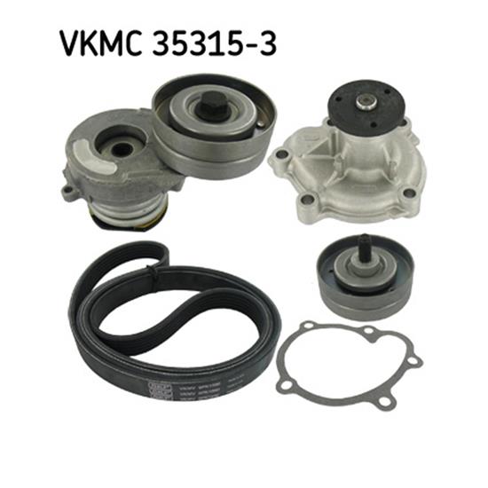 SKF Water Pump And Poly V Ribbed Belt Kit VKMC 35315-3