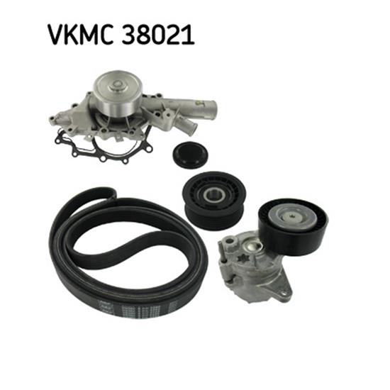 SKF Water Pump And Poly V Ribbed Belt Kit VKMC 38021