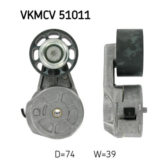 SKF Poly V Ribbed Belt Tensioner Pulley VKMCV 51011