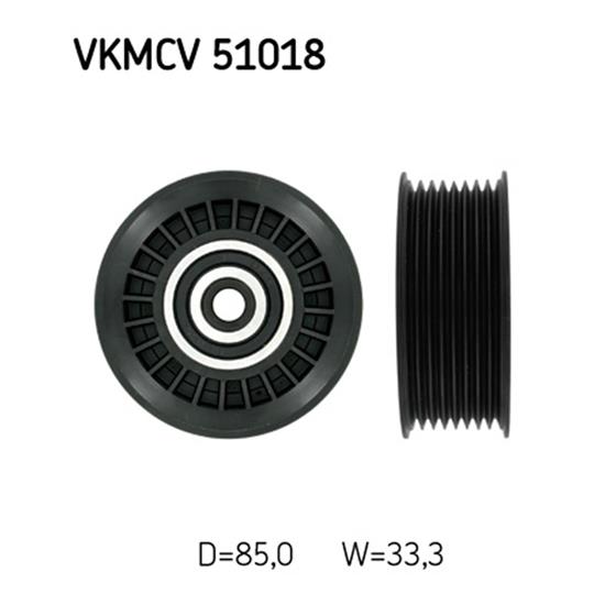 SKF Poly V Ribbed Belt Deflection Guide Pulley VKMCV 51018