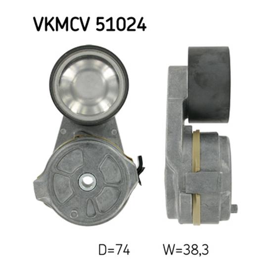 SKF Poly V Ribbed Belt Tensioner Pulley VKMCV 51024