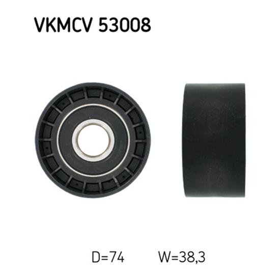 SKF Poly V Ribbed Belt Deflection Guide Pulley VKMCV 53008